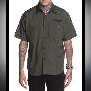 Rock Steady Men’s Winged Skull Rider Shirt Rockabilly Western Snap Shirt Size M